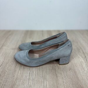 Vionic Natalie Slate Gray Suede Block Heel Round Toe Pumps Sz 7.5